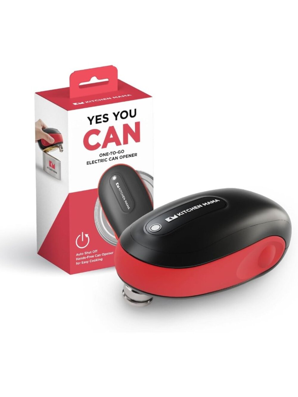 Electric Can Opener - Portable, Easy Grip, Battery Operated, Red Kitchen Gadget